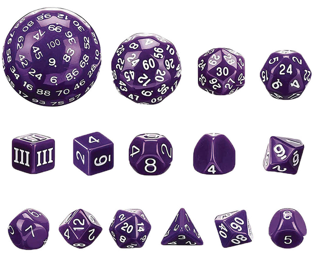 Complete Dice Set D3-D100 Purple
