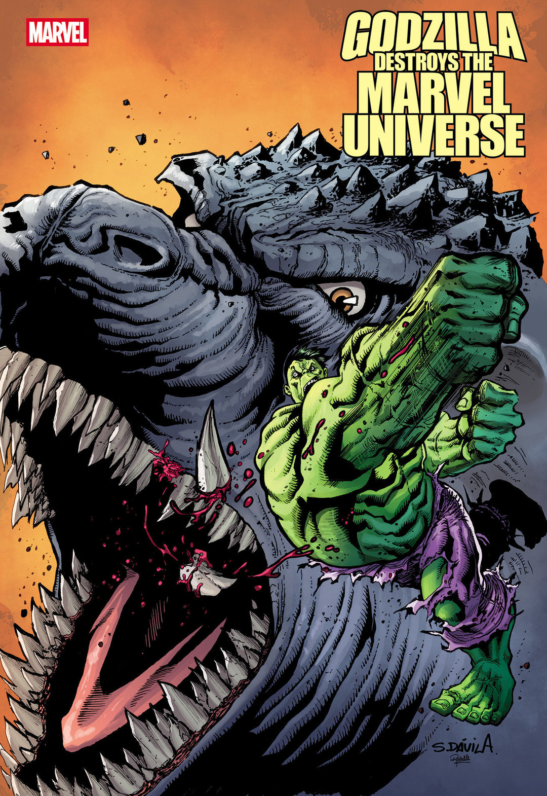 Godzilla Destroys The Marvel Universe #4 Sergio Davila Fan Favorite Variant
