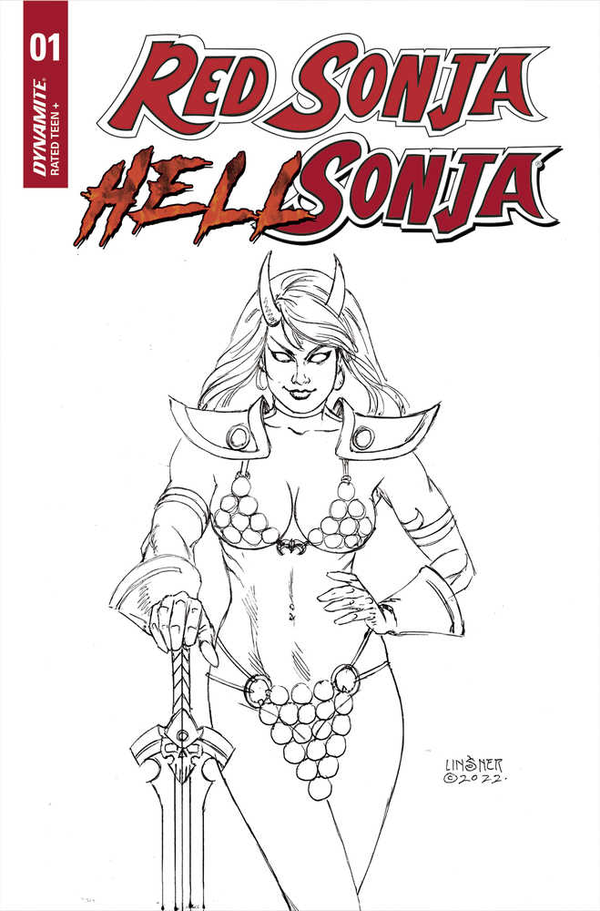 Red Sonja Hell Sonja #1 Cover I 20 Copy Variant Edition Linsner Black & White