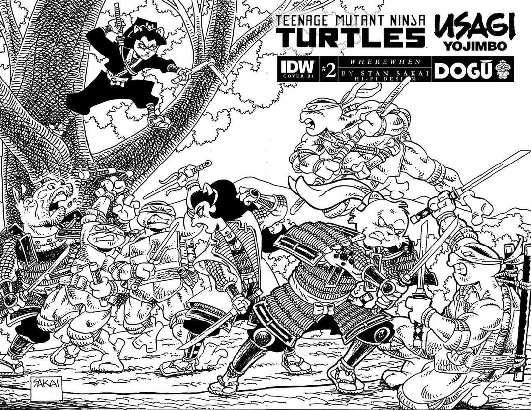 Teenage Mutant Ninja Turtles/Usagi Yojimbo: Wherewhen #2 Variant Ri (25) (Sakai Black & White)