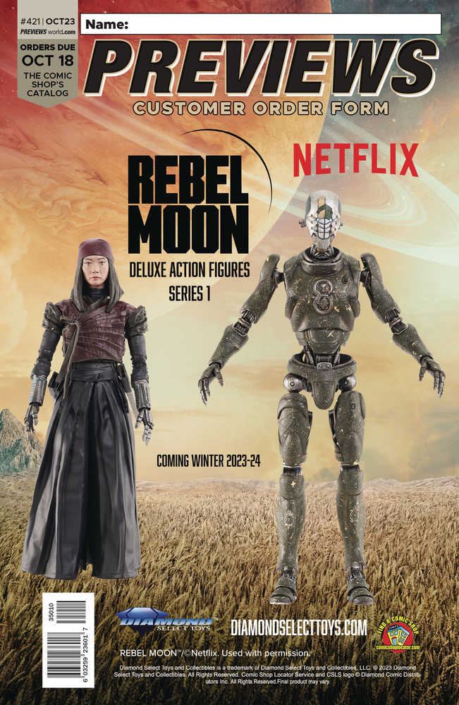 Previews #421 October 2023 Customer Order Form Extras