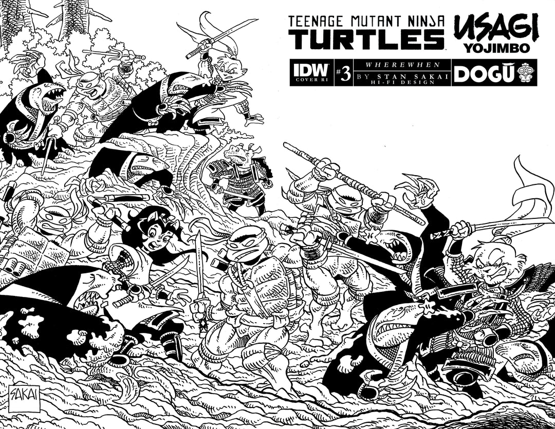 Teenage Mutant Ninja Turtles/Usagi Yojimbo: Wherewhen #3 Variant Ri (25) (Sakai Black & White)